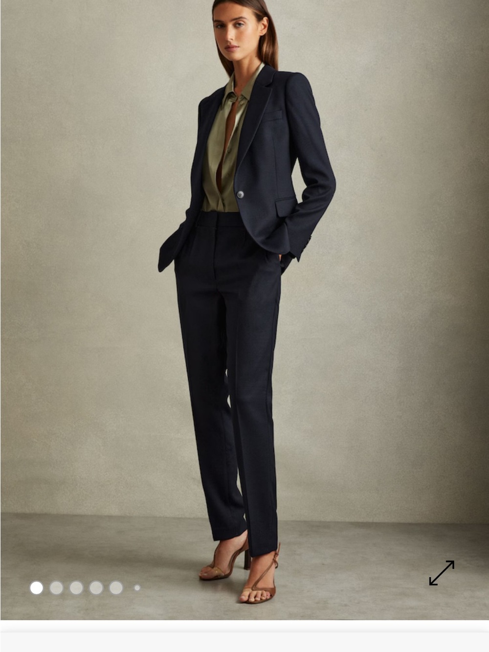 Reiss Hallie Tailored Slim Leg Trousers Navy US 12 NWT